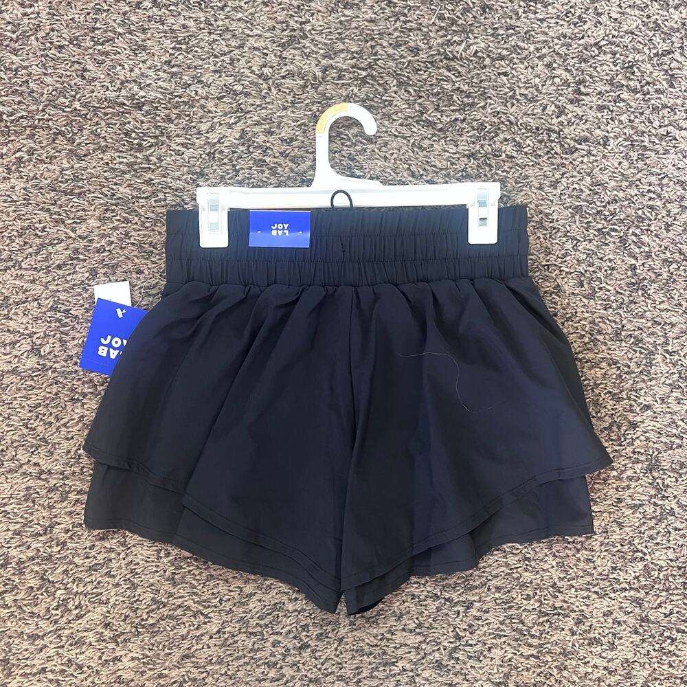 JoyLab High Rise Woven Shorts Women Small Black Built In Brief NWT